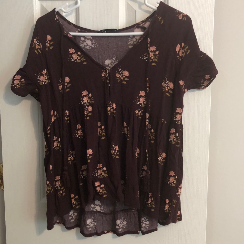 Plum Boho Floral Blouse